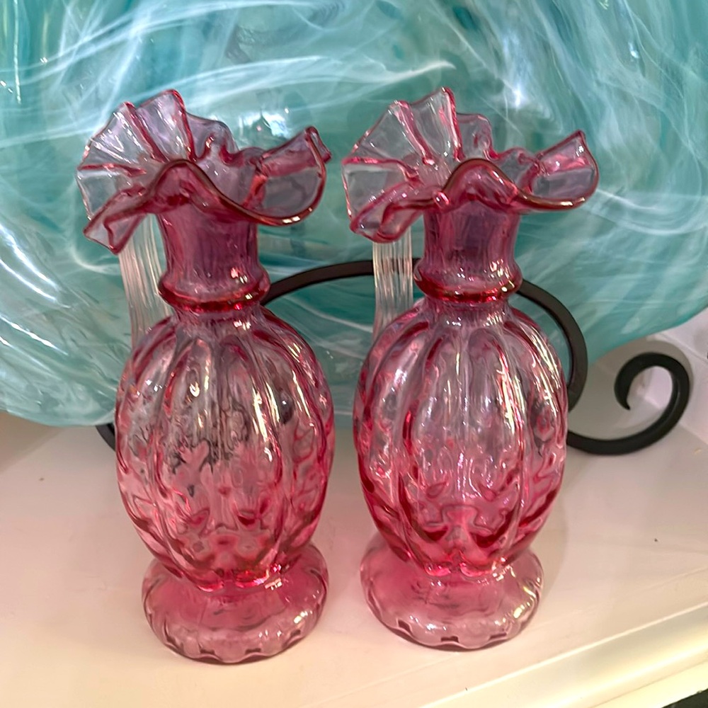 Set of cranberry art glass
